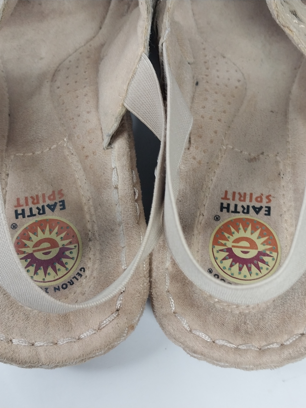 Earth Spirit 2000 Gelron Andi Sandal Tan Elastic Slingback Beaded Size 8.5 Boho - Picture 6 of 11